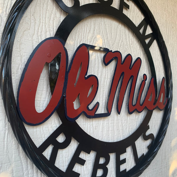 OLE MISS REBELS MISSISSIPPI METAL CUSTOM VINTAGE CRAFT TEAM SIGN HANDMADE