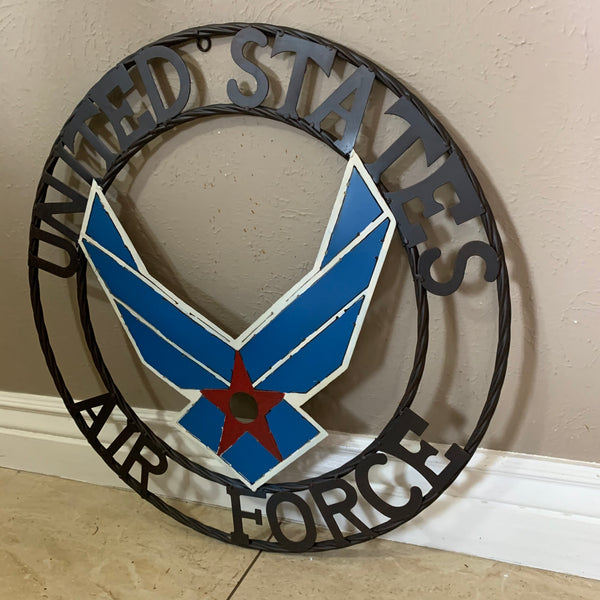 24" US AIR FORCE MILITARY CUSTOM VINTAGE METAL CRAFT WALL ART AIRFORCE WESTERN HOME DECOR HANDMADE