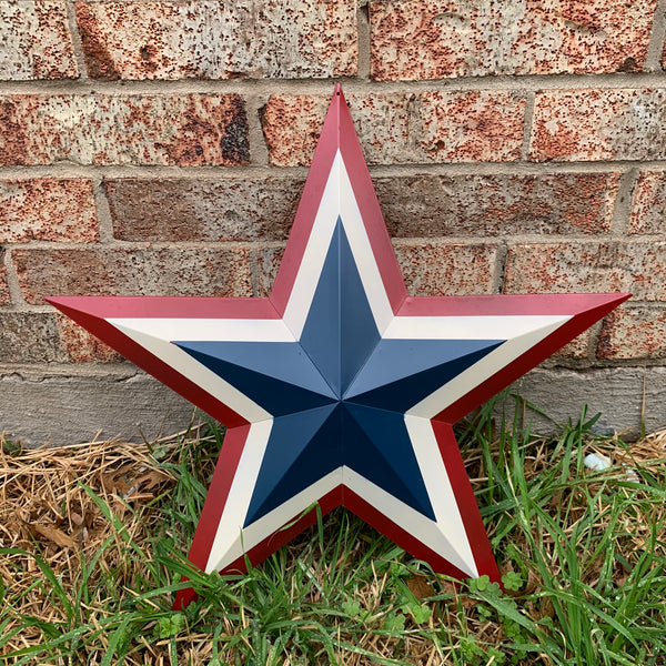 12",16",24",30",36" RED WHITE BLUE METAL BARN STAR METAL WALL ART HANDMADE