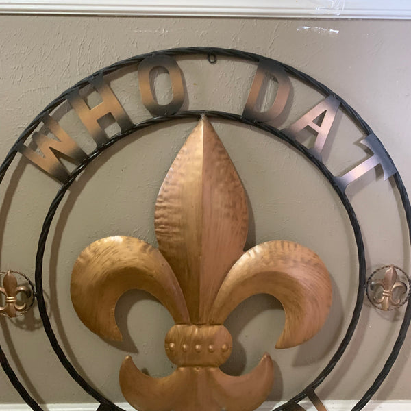 18", 24", 32" 36" WHO DAT NATION FLEUR DE LIS METAL WALL ART WESTERN HOME DECOR NEW