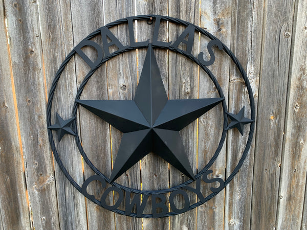 DALLAS COWBOYS RUSTIC BLACK BARN STAR CUSTOM METAL VINTAGE LONE STAR WESTERN HOME DECOR HANDMADE #EH12204