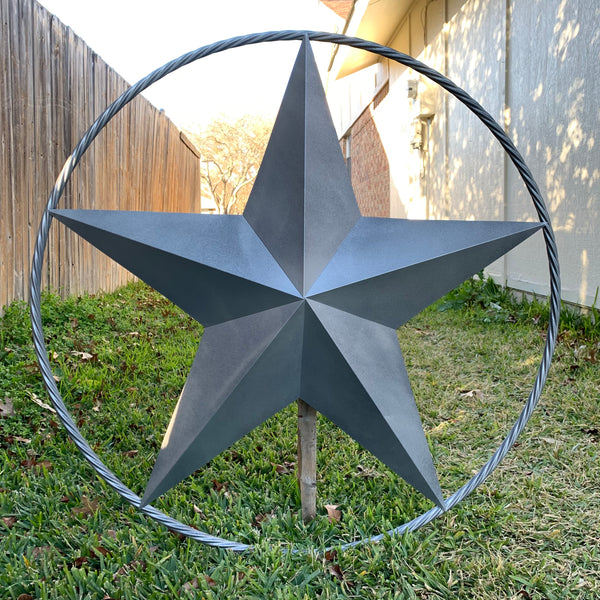 12",16",24",32",34", 36",38",40",48",60",72",96" RUSTIC GREY BARN LONE STAR WITH TWISTED ROPE RING METAL WALL ART WESTERN HOME DECOR VINTAGE RUSTIC CRAFT NEW