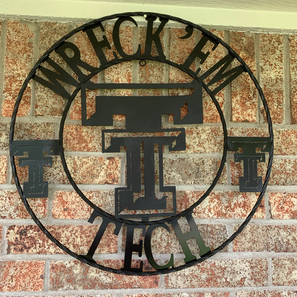 12", 18", 24", 32" WRECKEM TEXAS TECH METAL CUSTOM VINTAGE CRAFT TEAM SIGN HANDMADE