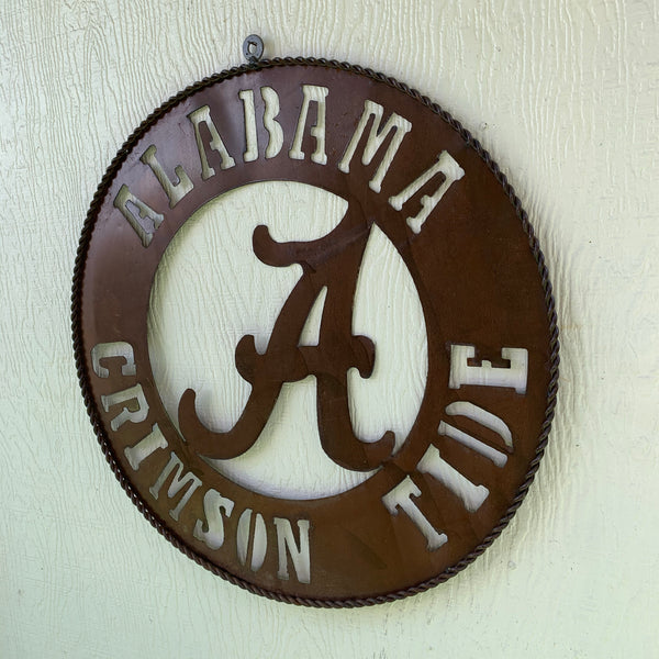 ALABAMA CRIMSON TIDE WIDE BAND RING CUSTOM METAL VINTAGE CRAFT TEAM SIGN HANDMADE