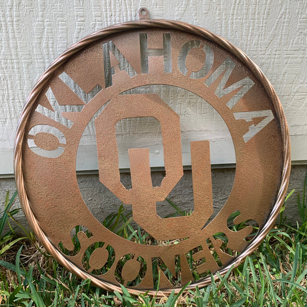 12",18",24",32" OU SOONERS HAMMERED COPPER CUSTOM METAL VINTAGE CRAFT TEAM SIGN HANDMADE CRAFT