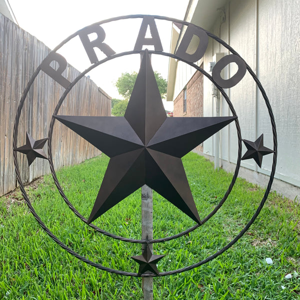 LOPEZ CUSTOM STAR NAME BARN METAL STAR 3d TWISTED ROPE RING WESTERN HOME DECOR RUSTIC  BRONZE HANDMADE 24",32",34",36",40",42",44",46",50"