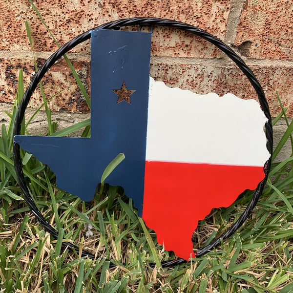 #BC8065 6",9",12"  TEXAS METAL STATE OF TEXAS MAP RED WHITE BLUE WALL ART WESTERN HOME DECOR NEW DECOR
