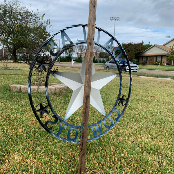 DALLAS COWBOYS SILVER & NAVY BLUE BARN STAR CUSTOM METAL VINTAGE LONE STAR WESTERN HOME DECOR HANDMADE 24",32",36",40",42",44",46",48",50"