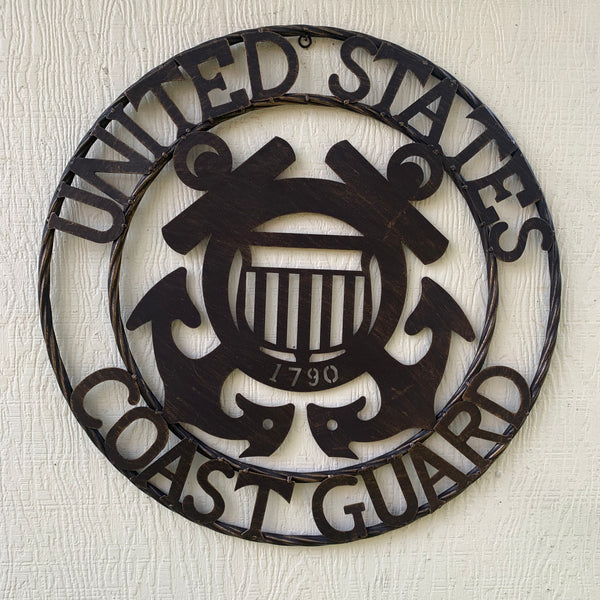 24" USA COAST GUARD MILITARY METAL WALL ART DECOR VINTAGE RUSTIC BRONZE WESTERN HOME DECOR NEW