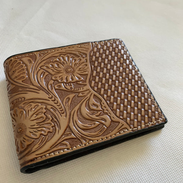 #WS821BR 4.25" x 3.75" MEN'S WALLET GENUINE LEATHER BIFOLD WESTERN STYLE WALLET NEW-- FREE SHIPPING