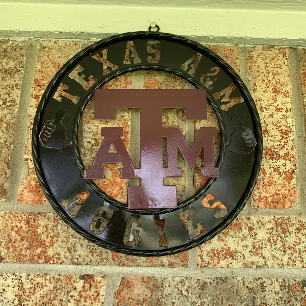 12",18",24",32" TEXAS A&M AGGIES WIDE BAND RING CUSTOM METAL VINTAGE CRAFT TEAM SIGN HANDMADE