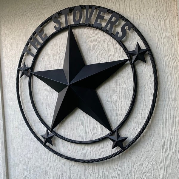 KOLET FAMILY STYLE YOUR CUSTOM FAMILY NAME STAR METAL BARN STAR ROPE RING KOLET FAMILY WESTERN HOME DECOR VINTAGE RUSTIC BROWN NEW HANDMADE 24",32",34",36",40",42",44",46",50"