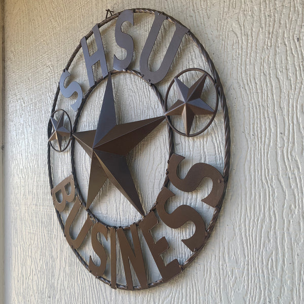 24",32" SHSU SAM HOUSTON BEARKATS BUSINESS RUSTIC BRONZE COPPER METAL CUSTOM VINTAGE CRAFT RUSTIC BLACK TEAM STAR HANDMADE