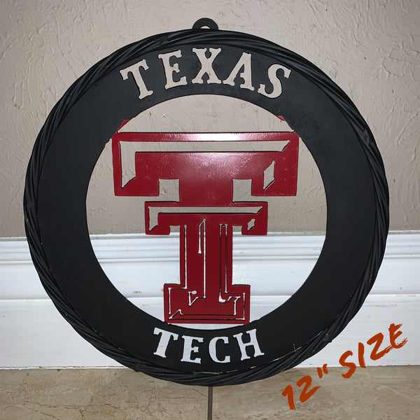 TEXAS TECH CUSTOM METAL VINTAGE CRAFT SIGN WESTERN HOME DECOR HANDMADE 12",18",24",32",36"