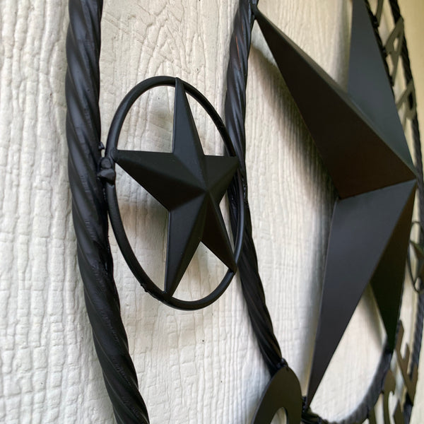 LONESTAR GARAGE STYLE CUSTOM BARN NAME STAR LONESTAR GARAGE METAL NAME BARN STAR WITH TWISTED ROPE RING 3d STAR ART WESTERN HOME DECOR RUSTIC BROWN