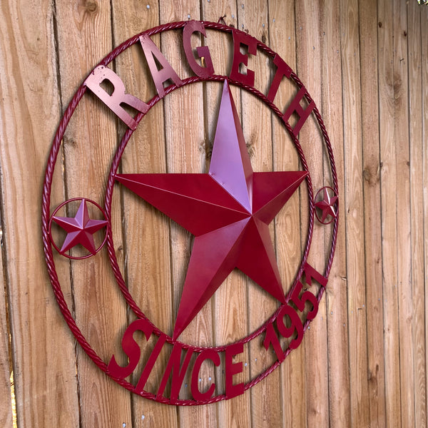 RAGETH STYLE YOUR CUSTOM STAR METAL NAME RUSTIC BURGUNDY RED PHILLIPS CUSTOM 3d STAR METAL NAME BARN STAR TWISTED ROPE RING DESIGN METAL WALL ART HOME DECOR ANY SIZE