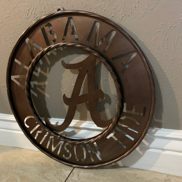 ALABAMA CRIMSON TIDE WIDE BAND RING CUSTOM METAL VINTAGE CRAFT TEAM SIGN HANDMADE