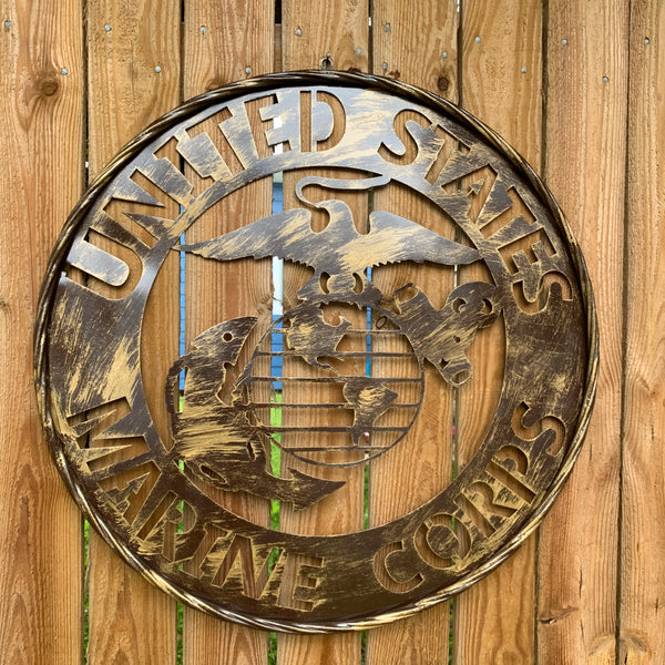 #EH10085 18",24",32" US MARINE CORPS MILITARY LASERCUT METAL PATRIOTIC WALL ART WESTERN HOME DECOR HANDMADE RUSTIC BRONZE COPPER