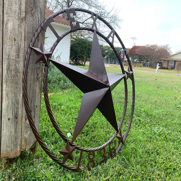 36" TEXAS 1836 BROWN BARN STAR METAL ART WESTERN HOME DECOR VINTAGE RUSTIC CRAFT ART