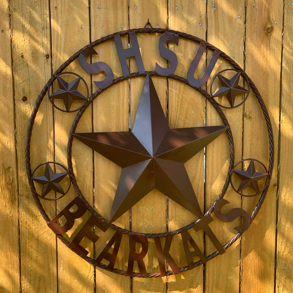 24",32" SHSU SAM HOUSTON BEARKATS RUSTIC DARK BROWN METAL CUSTOM VINTAGE CRAFT RUSTIC BROWN TEAM STAR HANDMADE