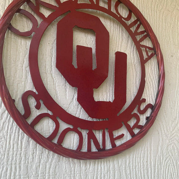 12", 18", 24", 32" OU OKLAHOMA SOONERS RUSTIC RED METAL CUSTOM VINTAGE CRAFT WALL ART TEAM SIGN HANDMADE