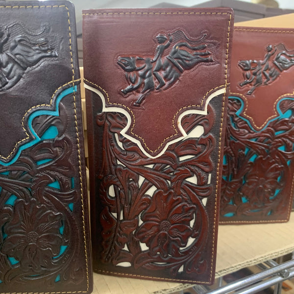 #LG GENUINE LEATHER WESTERN CHECKBOOK MEN'S WALLET WESTERN FASHION--FREE SHIPPING