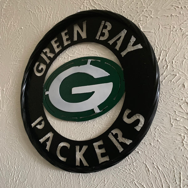 GREEN BAY WIDE BAND DISC METAL CUSTOM VINTAGE CRAFT TEAM SPORTS SIGN HANDMADE