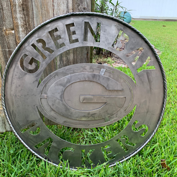 12",18",24",32",36" RAW METAL GREEN BAY PACKERS DISC CUSTOM METAL VINTAGE CRAFT TEAM SPORTS SIGN HANDMADE