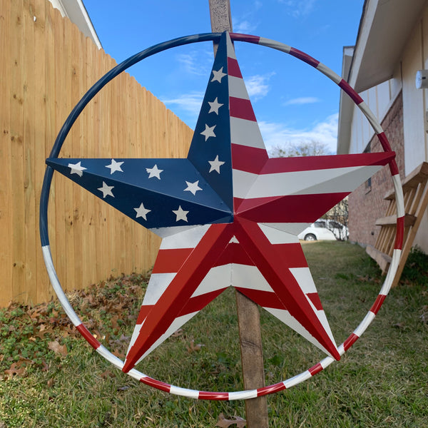 PEACE STAR SIGN METAL RED WHT BLUE STAR WESTERN HOME DECOR HANDMADE 12",16",24",32"36",38",40",48"