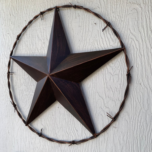 24" BARBWIRE TWISTED RING METAL WALL ART WESTERN HOME DECOR RUSTIC BRONZE COPPER #A10024