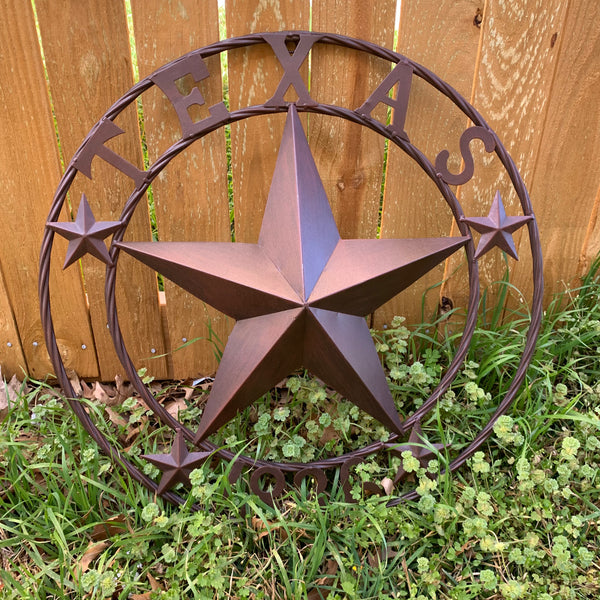 24", 32",36",40" TEXAS 1836 RUSTIC BROWN BARN STAR METAL WALL WESTERN HOME DECOR HANDMADE