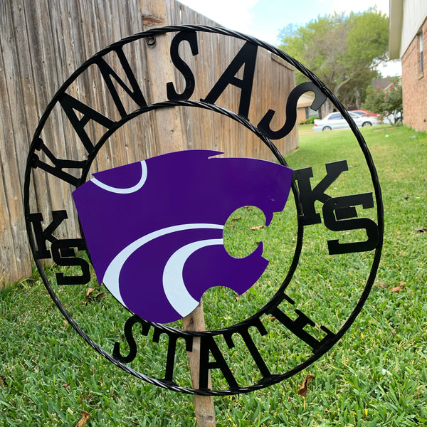 KANSAS STATE METAL CUSTOM VINTAGE CRAFT WALL ART TEAM SIGN HANDMADE