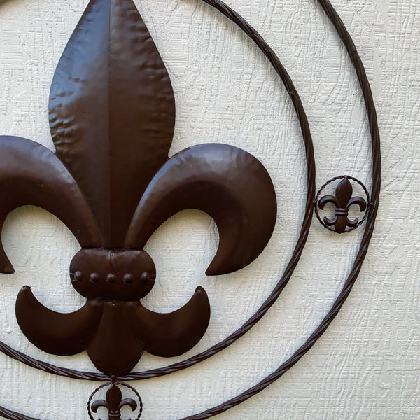 MULTI FLEUR DE LIS METAL WALL ART WESTERN HOME DECOR VINTAGE RUSTIC BROWN ART NEW