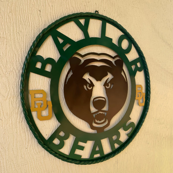 12", 18", 24", 32" BAYLOR BEARS BROWN FACE CUSTOM METAL VINTAGE TEAM SIGN WALL ART WESTERN HOME DECOR