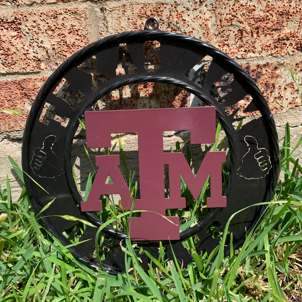 12",18",24",32" TEXAS A&M AGGIES WIDE BAND RING CUSTOM METAL VINTAGE CRAFT TEAM SIGN HANDMADE