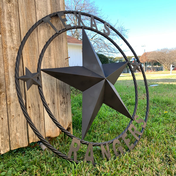 TEXAS RANGERS BLACK LONE STAR METAL TEAM WESTERN HOME DECOR CRAFT