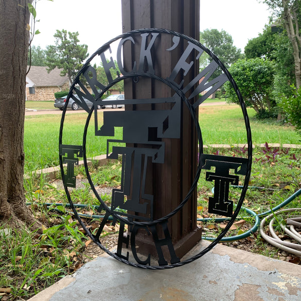 12", 18", 24", 32" WRECKEM TEXAS TECH METAL CUSTOM VINTAGE CRAFT TEAM SIGN HANDMADE