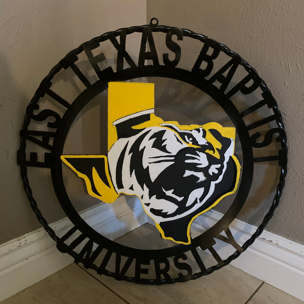 EAST TEXAS BAPTIST UNIVERSITY METAL CUSTOM VINTAGE CRAFT SIGN WALL ART TEAM HANDMADE