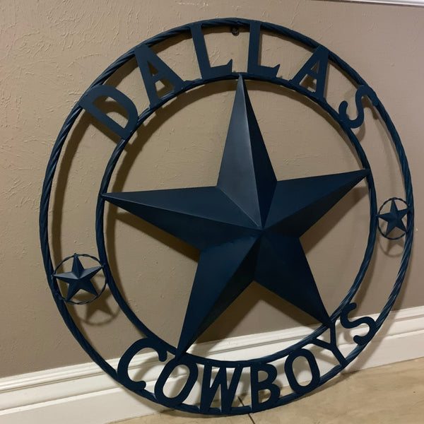 DALLAS COWBOYS NAVY BLUE BARN STAR METAL LONE STAR WESTERN HOME DECOR HANDMADE 24",32",36",40",42",44",46",50"