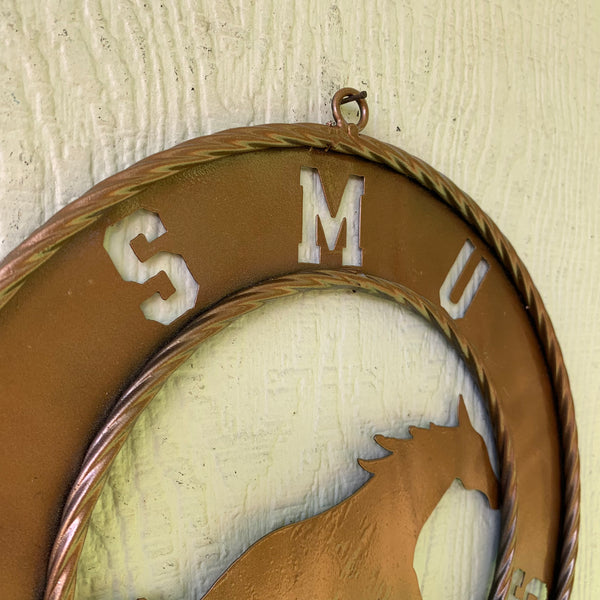 SMU MUSTANGS HAMMERED COPPER METAL CUSTOM VINTAGE CRAFT WALL ART TEAM SIGN HANDMADE