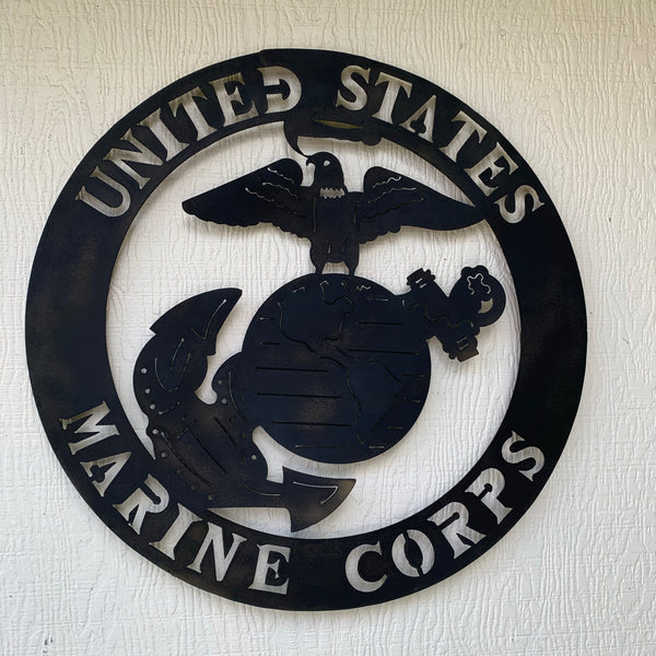 24" USA MARINE CORPS MILITARY LASERCUT BLACK CUSTOM VINTAGE METAL CRAFT WALL ART DECOR WESTERN HOME DECOR HANDMADE