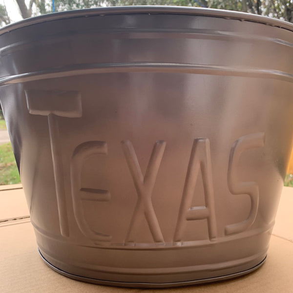 18" TEXAS BUCKET SILVER OVAL TUB WESTERN HOME DECOR METAL ART--BRAND NEW