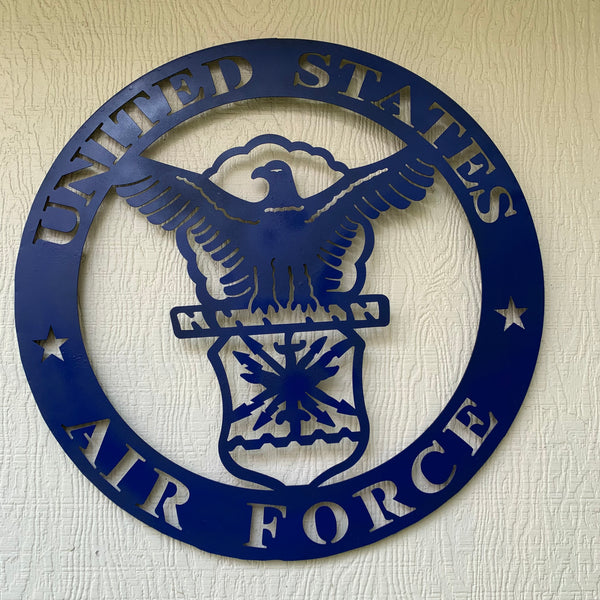 24" US AIR FORCE LASERCUT BLUE MILITARY METAL WALL ART AIRFORCE WESTERN HOME DECOR NEW