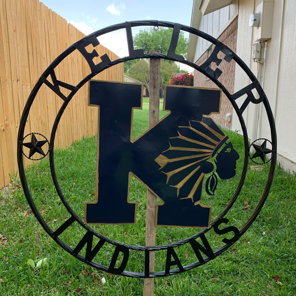 KELLER INDIANS CUSTOM VINTAGE METAL CRAFT WALL ART TEAM SIGN WESTERN HOME DECOR NEW