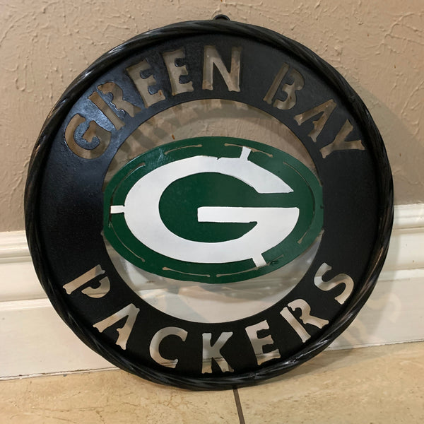 GREEN BAY WIDE BAND DISC METAL CUSTOM VINTAGE CRAFT TEAM SPORTS SIGN HANDMADE