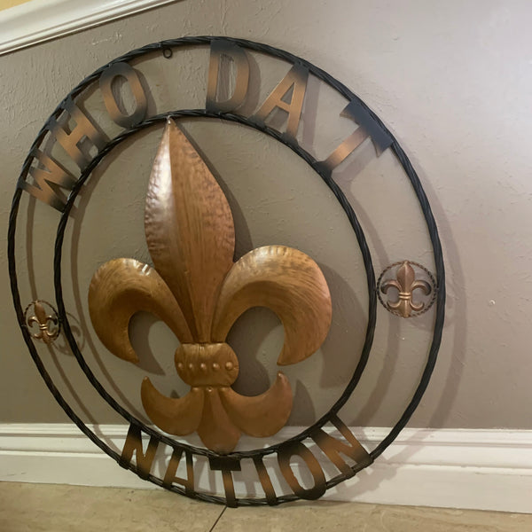 18", 24", 32" 36" WHO DAT NATION FLEUR DE LIS METAL WALL ART WESTERN HOME DECOR NEW