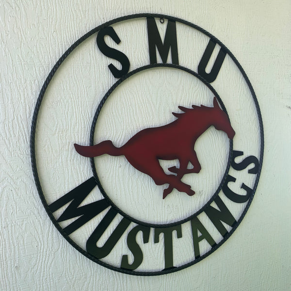 12",18",24",32",36" SMU MUSTANGS METAL CUSTOM VINTAGE CRAFT WALL ART TEAM SIGN HANDMADE