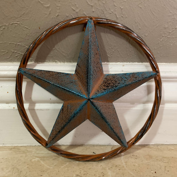 TURQUOISE DISTRESSED BARN METAL STAR WESTERN HOME DECOR ART HANDMADE