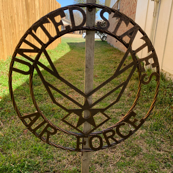 24" US AIR FORCE MILITARY METAL WALL ART WESTERN HOME DECOR AIRFORCE RUSTIC BRONZE