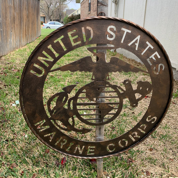 #EH10851 24" UNITED STATES MARINE CORPS MILITARY LASERCUT METAL WALL ART SIGN WESTERN HOME DECOR HANDMADE BRONZE